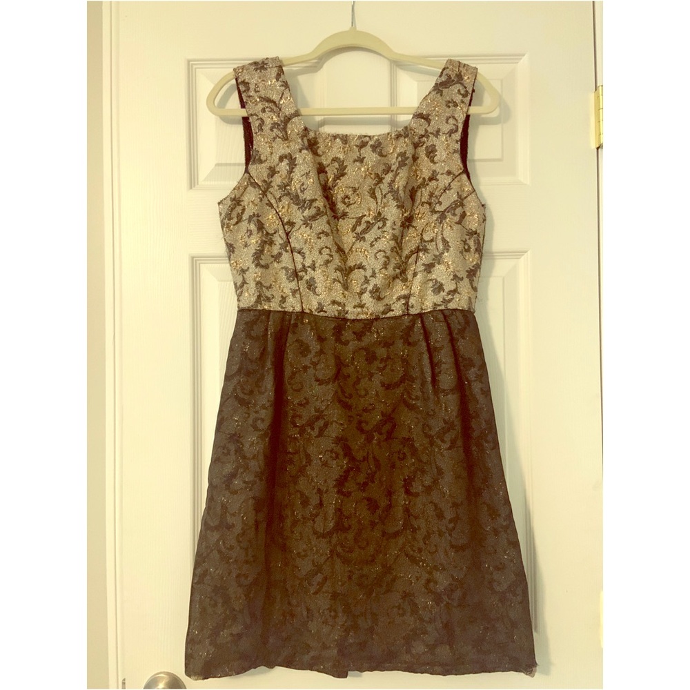 Vintage 1950s Gold black metallic dress
